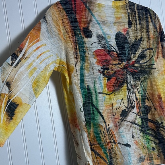 Jess & Jane Sola High-Low Burnout Knit Top Medium V-Neck Multicolor - Picture 11 of 11